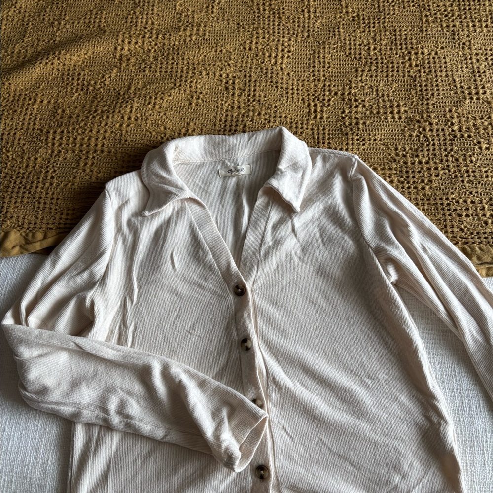 Madewell Off-White Ribbed Cardigan
